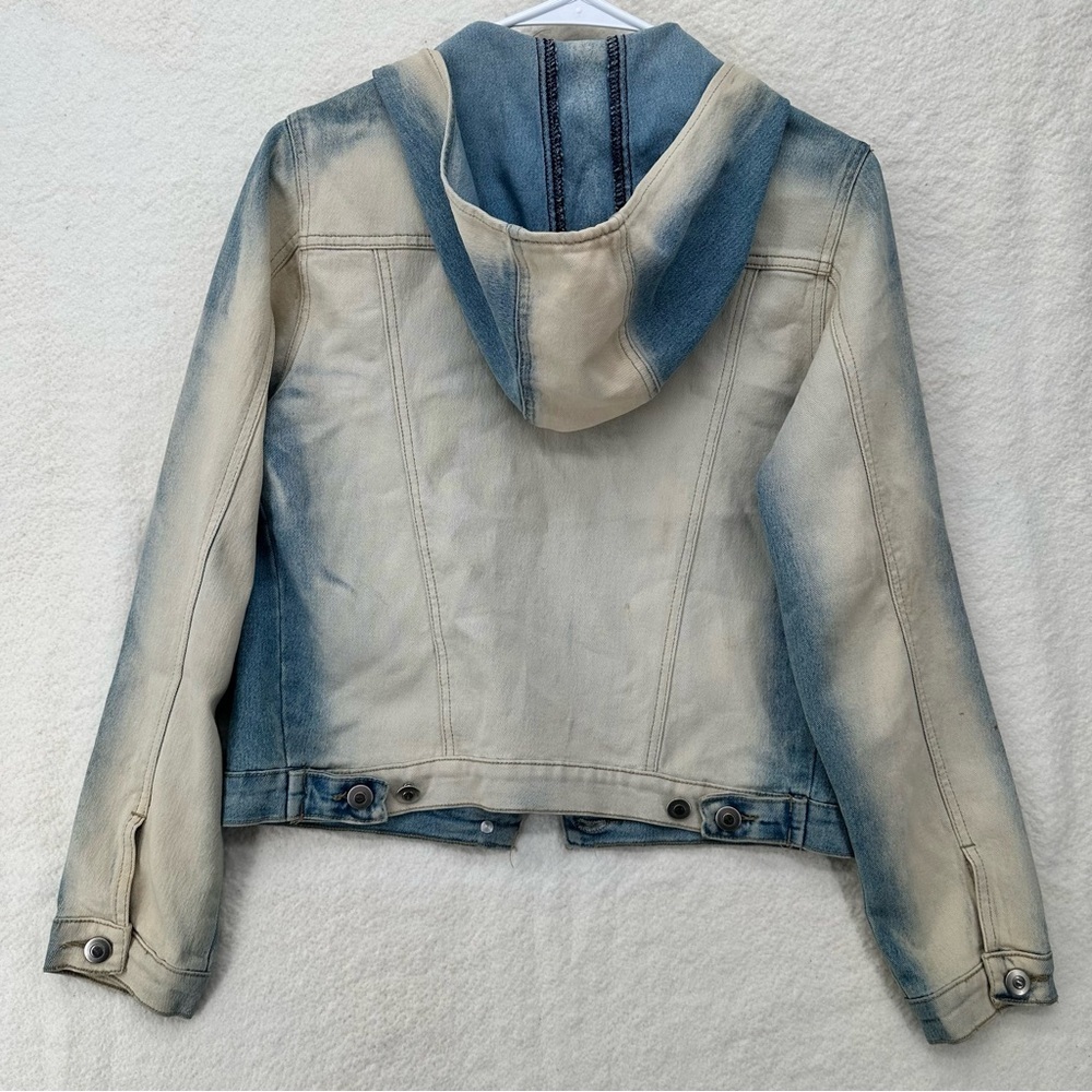 Vintage Y2K R4R Rave Jeans Gradient Denim Hooded Jacket - Picture 3 of 8
